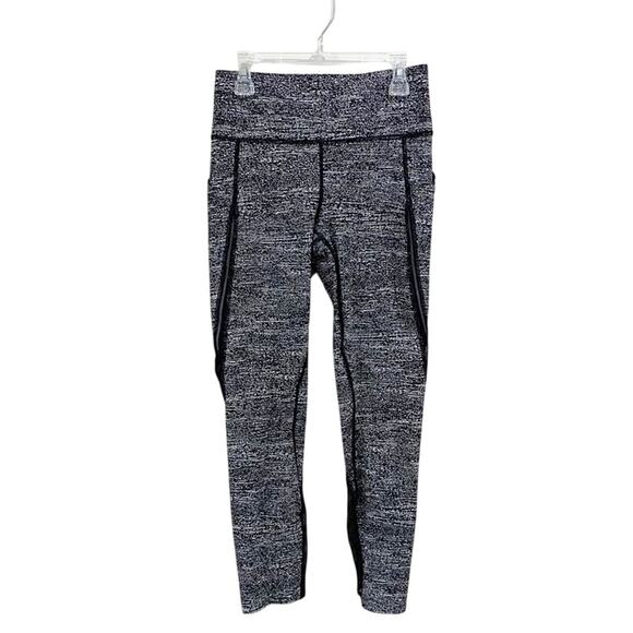 Lululemon Pace Perfect 7/8 Tight Pants Sz 6 Black White Sculpt High Rise Legging - Picture 2 of 14